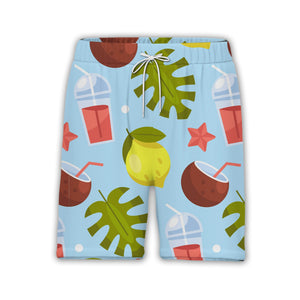 Cream Coconut Cocktail Hawaiian Shirt with Monstera Melon and Conch Shells