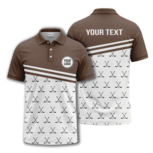 crossed golf clubs & balls repeat pattern polo shirt for men