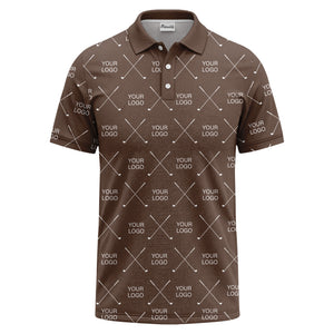 crossed golf clubs & logo repeat graphic polo shirt for men