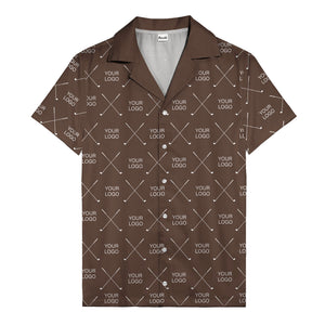 crossed golf clubs logo repeat pattern hawaiian shirt for men