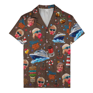 cruise ship faces & cocktail signs cartoon hawaiian shirt