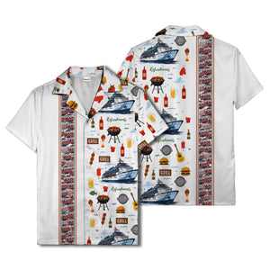 cruise ship grill & refreshments fun cartoon hawaiian shirt for men