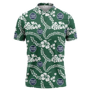 custom color tropical floral polo shirt | hibiscus & monstera leaf all-over print