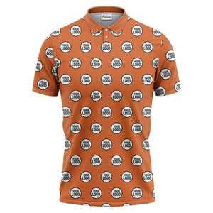 custom geometric circles logo polo shirt in red white black for men