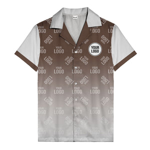 custom logo gradient fade black to white hawaiian shirt