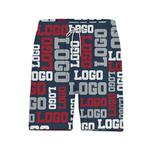 Custom Logo Hawaiian Shirt - Navy Red White Typography Repeating Letter Pattern