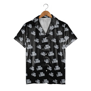 Custom Logo Hawaiian Shirt - Personalized Branded Repeating Text Pattern Design