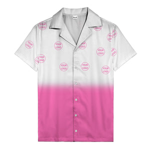 custom logo ombre gradient black white hawaiian shirt