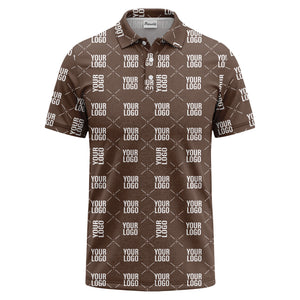 custom logo repeat diamond grid black white polo shirt