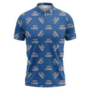 custom logo repeating text navy white hawaiian polo shirt for men