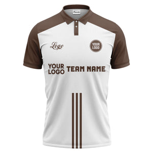 custom logo & team text white black sports jersey polo shirt for men