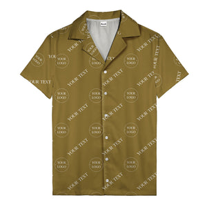 custom logo & text repeat black hawaiian shirt for personalized branding