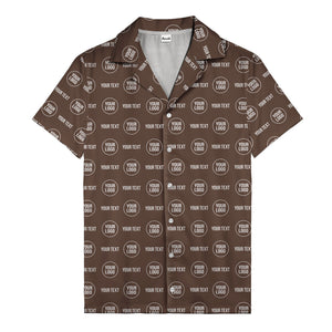 custom logo & text repeat pattern black hawaiian shirt for men
