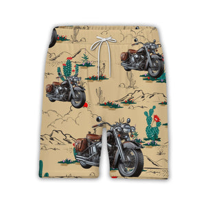Custom Motorcycle Desert Hawaiian Shirt with Cactus Landscape