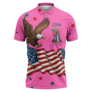 custom multi color patriotic eagle stars & stripes anniversary men's golf polo shirt