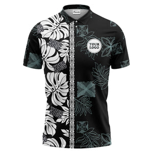 tropical leaf pattern polo custom polo shirt