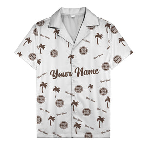 custom palm tree silhouette & name logo black white hawaiian shirt