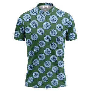 Custom Repeating Geometric Circles Logo Polo Shirt For Personalized Branding