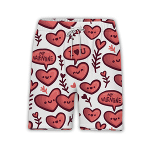 Decorative Hearts Hawaiian Shirt with Floral Patterns and Swirl Designs
