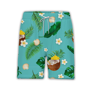 Deep Navy Blue Coconut Citrus Hawaiian Shirt with Palm Leaves and Stars
