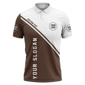 diagonal stripe & custom logo black white polo shirt for men