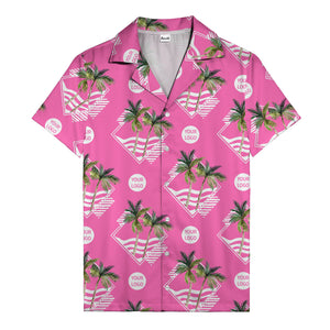 diamond waves & palm trees graphic hawaiian shirt for men