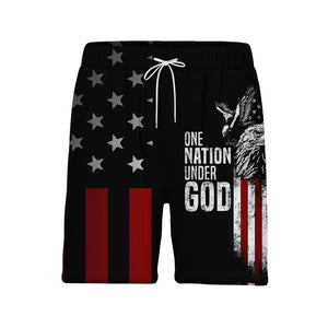 Distressed Eagle Hawaiian Shirt - God Bless America Stars & Stripes Graphic Print