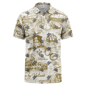 eiffel tower & airship sketched landmark polo shirt for men