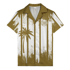 grunge monochrome palm tree silhouettes & stripe hawaiian shirt for men