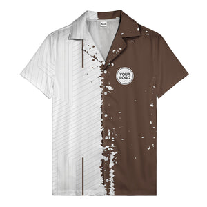 ink splattered abstract lines monochrome hawaiian shirt