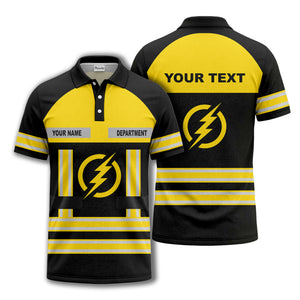 lightning bolt emblem & stripes corporate polo shirt