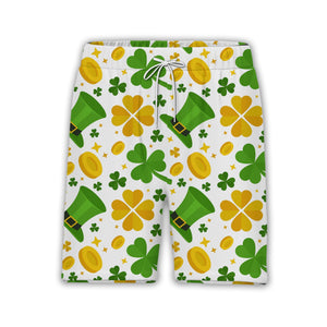 Lucky Clover Hawaiian Shirt with Leprechaun Hats and Golden Coins