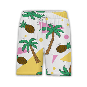 Mint Green Tropical Pineapple Coconut Hawaiian Shirt with Monstera and Hibiscus