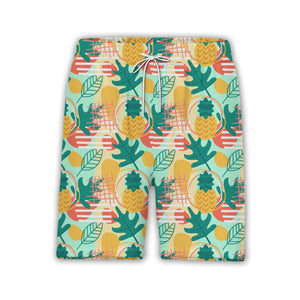 Modern Abstract Pineapple Hawaiian Shirt on Mint Green Background