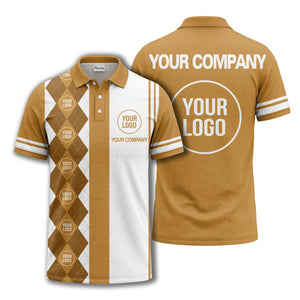 monochrome argyle diamond & custom logo polo shirt