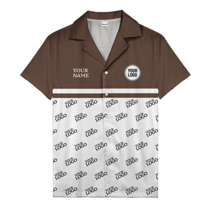 monochrome custom logo repeat hawaiian shirt for men