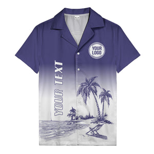 monochrome island scene palm trees & beach chair hawaiian shirt