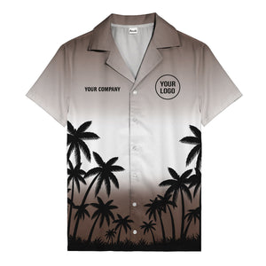 monochrome palm tree gradient silhouette hawaiian shirt for men