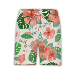 Pale Cream Pink Lily Hawaiian Shirt with Plumeria Monstera and Banana Leaves