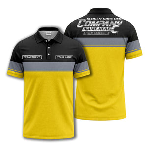 personalized department name gray stripe polo shirt for teams
