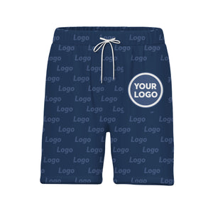 Personalized Logo Hawaiian Shirt - Navy Blue Circle Pattern Corporate Branded Tee