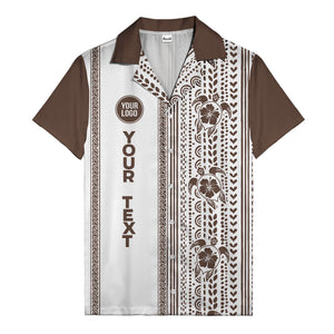 polynesian tribal turtles & hibiscus stripes black white hawaiian shirt