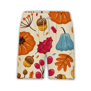 Pumpkin Patch Hawaiian Shirt with Blue Gourds and Red Berry Branches