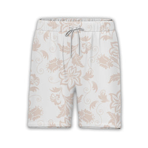 Pure White Damask Blush Hawaiian Shirt with Romantic Scroll Design