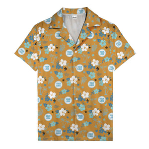 Purple Palm Blooms & Teal Leaf Hawaiian Shirt For Men