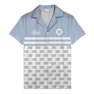 repeating customizable logo hawaiian shirt personalized text aloha button down shirt