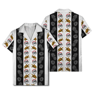 sea turtles & pineapple hibiscus striped hawaiian shirt