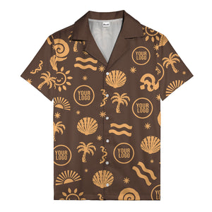 silver palm trees seashells sun waves vintage cartoon hawaiian shirt