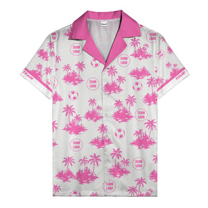 soccer balls & palm trees island repeat black white hawaiian shirt