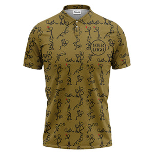 stick figure soccer players & balls cartoon polo shirt for men